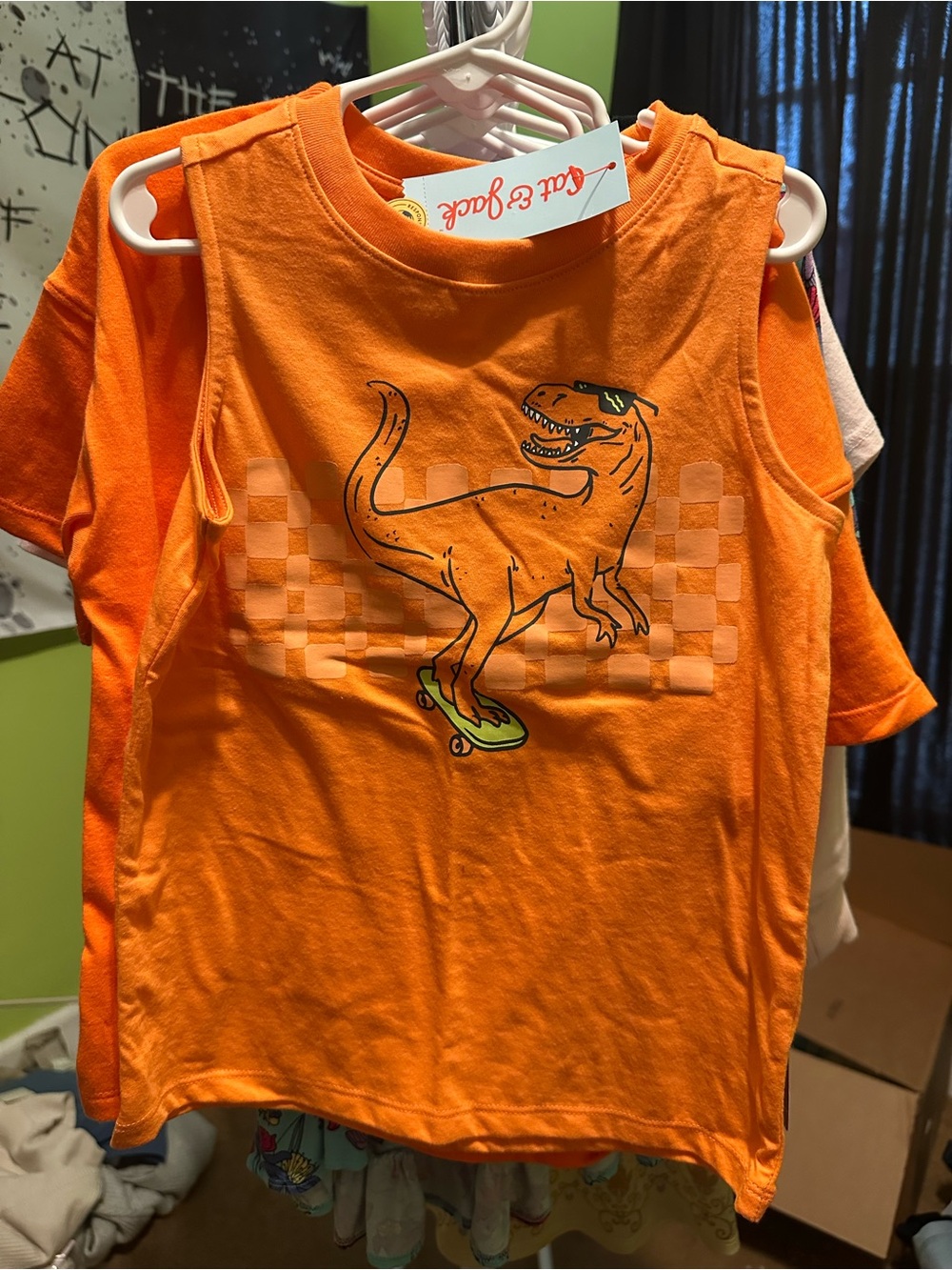 Cat & Jack Orange Dino Skate Tank Top